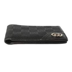 Gucci Black Leather and Canvas Interlocking G Bifold Wallet