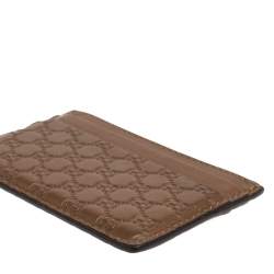 Pre Owned Gucci Brown Microguccissima Leather Card Holder