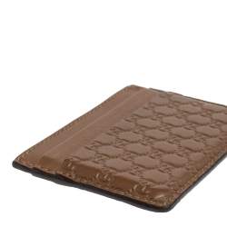 Pre Owned Gucci Brown Microguccissima Leather Card Holder