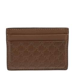 Pre Owned Gucci Brown Microguccissima Leather Card Holder