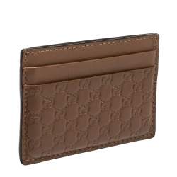 Pre Owned Gucci Brown Microguccissima Leather Card Holder