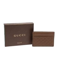 Pre Owned Gucci Brown Microguccissima Leather Card Holder