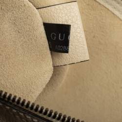 Gucci White Leather Logo Print Zip Pouch