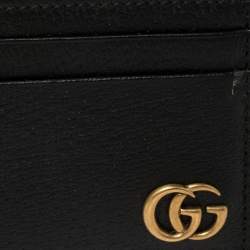 مملوكة مسبقًا حافظة بطاقات غوتشي كلبس نقود مارمونت جي جي جلد أسود