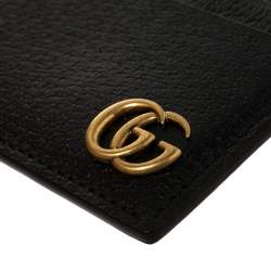مملوكة مسبقًا حافظة بطاقات غوتشي كلبس نقود مارمونت جي جي جلد أسود