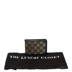 Gucci Beige/Navy Blue GG Canvas and Leather Bifold Wallet