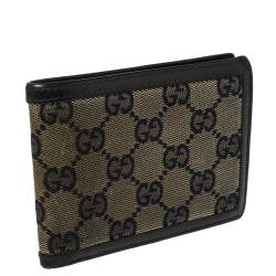 Gucci Beige/Navy Blue GG Canvas and Leather Bifold Wallet