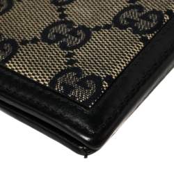 Gucci Beige/Navy Blue GG Canvas and Leather Bifold Wallet