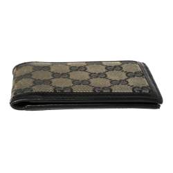 Gucci Beige/Navy Blue GG Canvas and Leather Bifold Wallet