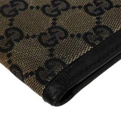 Gucci Beige/Navy Blue GG Canvas and Leather Bifold Wallet