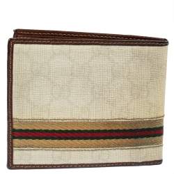 Gucci Off White/Brown GG Superme Web Bifold Wallet    