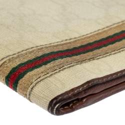 Gucci Off White/Brown GG Superme Web Bifold Wallet    