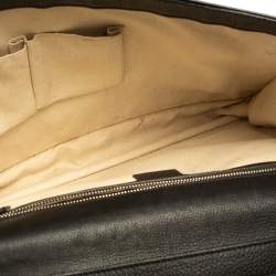 Gucci Black Leather Bamboo Handle Briefcase