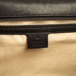 Gucci Black Leather Bamboo Handle Briefcase
