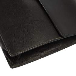 Gucci Black Leather Bamboo Handle Briefcase