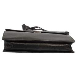Gucci Black Leather Bamboo Handle Briefcase