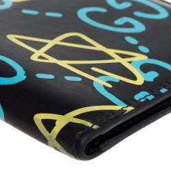 Pre Owned محفظة غوتشى ثنائية الطيه شعار جلد حمراء 