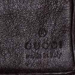 Pre Owned محفظة غوتشي ثنائية الطية ويب جلد غوتشيسيما بنية