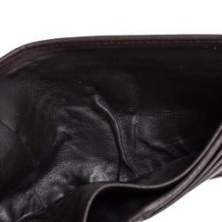 Pre Owned محفظة غوتشي ثنائية الطية ويب جلد غوتشيسيما بنية