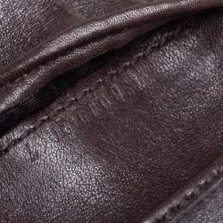 Pre Owned محفظة غوتشي ثنائية الطية ويب جلد غوتشيسيما بنية