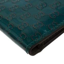 Gucci Turquoise Microguccissima Patent Leather Bifold Wallet