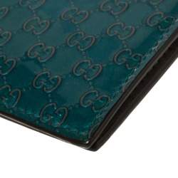 Gucci Turquoise Microguccissima Patent Leather Bifold Wallet