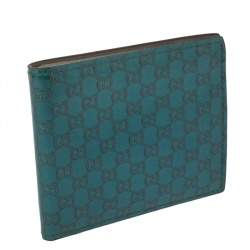 Gucci Turquoise Microguccissima Patent Leather Bifold Wallet