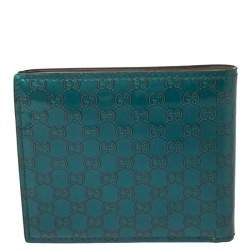 Gucci Turquoise Microguccissima Patent Leather Bifold Wallet