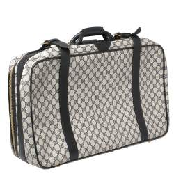 Gucci Navy Blue GG Supreme and Leather Trim Vintage Handheld Suitcase
