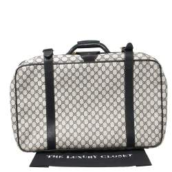Gucci Navy Blue GG Supreme and Leather Trim Vintage Handheld Suitcase