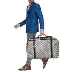 Gucci Navy Blue GG Supreme and Leather Trim Vintage Handheld Suitcase