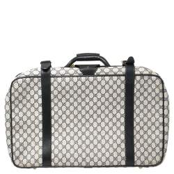 Gucci Navy Blue GG Supreme and Leather Trim Vintage Handheld Suitcase