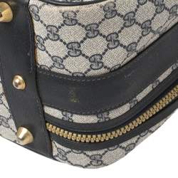 Gucci Navy Blue GG Supreme and Leather Trim Vintage Handheld Suitcase