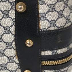 Gucci Navy Blue GG Supreme and Leather Trim Vintage Handheld Suitcase