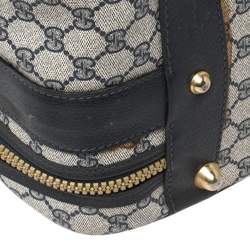 Gucci Navy Blue GG Supreme and Leather Trim Vintage Handheld Suitcase