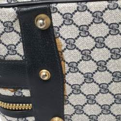 Gucci Navy Blue GG Supreme and Leather Trim Vintage Handheld Suitcase
