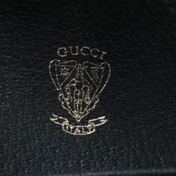 Gucci Navy Blue GG Supreme and Leather Trim Vintage Handheld Suitcase