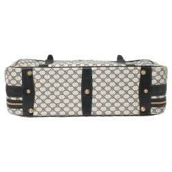 Gucci Navy Blue GG Supreme and Leather Trim Vintage Handheld Suitcase