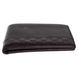Pre Owned Gucci Dark Brown Guccissima Leather Bifold Wallet
