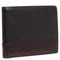 Pre Owned Gucci Dark Brown Guccissima Leather Bifold Wallet