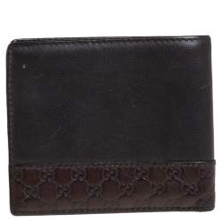Pre Owned Gucci Dark Brown Guccissima Leather Bifold Wallet