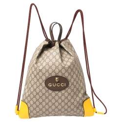 Gucci Drawstring Backpack Monogram GG Beige/Brown - US