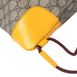 مملوكة مسبقًا Gucci Beige/Mustard GG Supreme Canvas and Leather Neo Vintage Drawstring Backpack