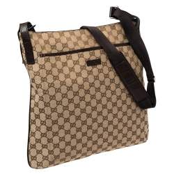 Gucci Beige/Brown GG Canvas and Leather Messenger Bag