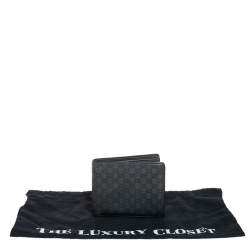 Pre Owned محفظة غوتشي جلد مايكروغوتشيسيما رصاصي ثنائية الطي