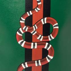 Gucci Green Snake and Web Print Leather Backpack