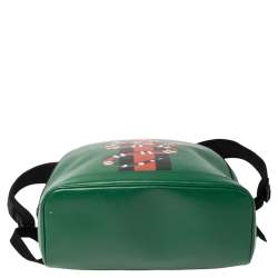 Gucci Green Snake and Web Print Leather Backpack