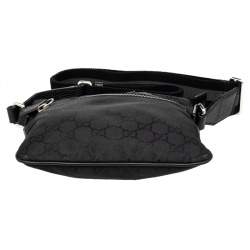 Gucci Black GG Nylon and Leather Messenger Bag