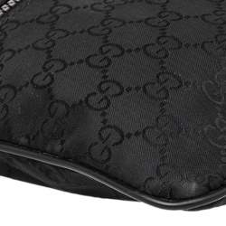 Gucci Black GG Nylon and Leather Messenger Bag