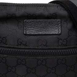 Gucci Black GG Nylon and Leather Messenger Bag